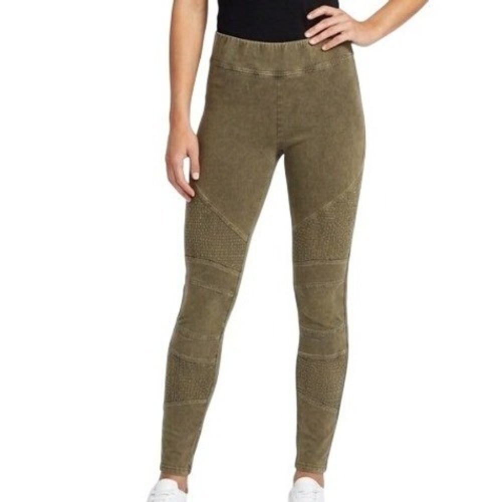 Sundance Leggings Womens L Green Quilted Panel High Rise Ankle Stretch‎ Casual